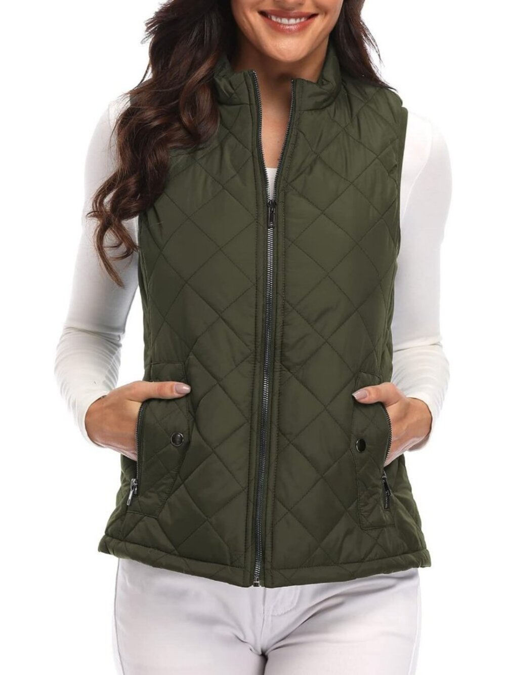 Lightweight Quilted Women's Vest with Zip Pockets, Padded Gilet (XS-3XL)